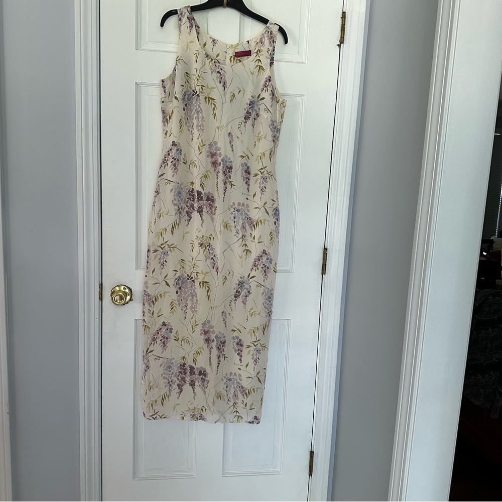 Richards Womens Maxi Dress Sz 12 USA 42 eur 14 UK. Cream w purple NWT VintageY2K